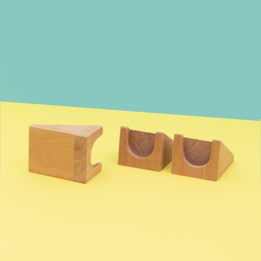 Image of Wedgie Individual Display Stand Wood - Mahogany