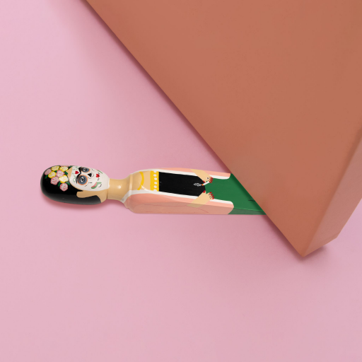 Image of Wedgie Door Stopper (Freeda - Dia De Muertos Outfit) Wood